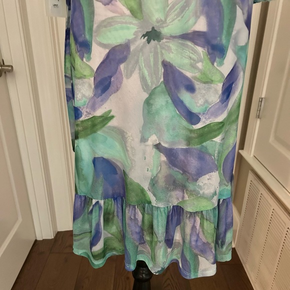 NWT! Sunny Leigh Woman’s Green & Blue Floral Print Dress Size Large - Picture 9 of 14